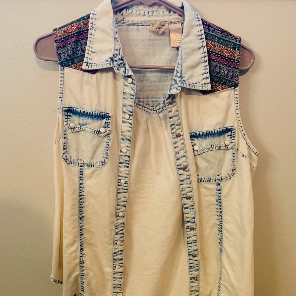 Aztec denim button down